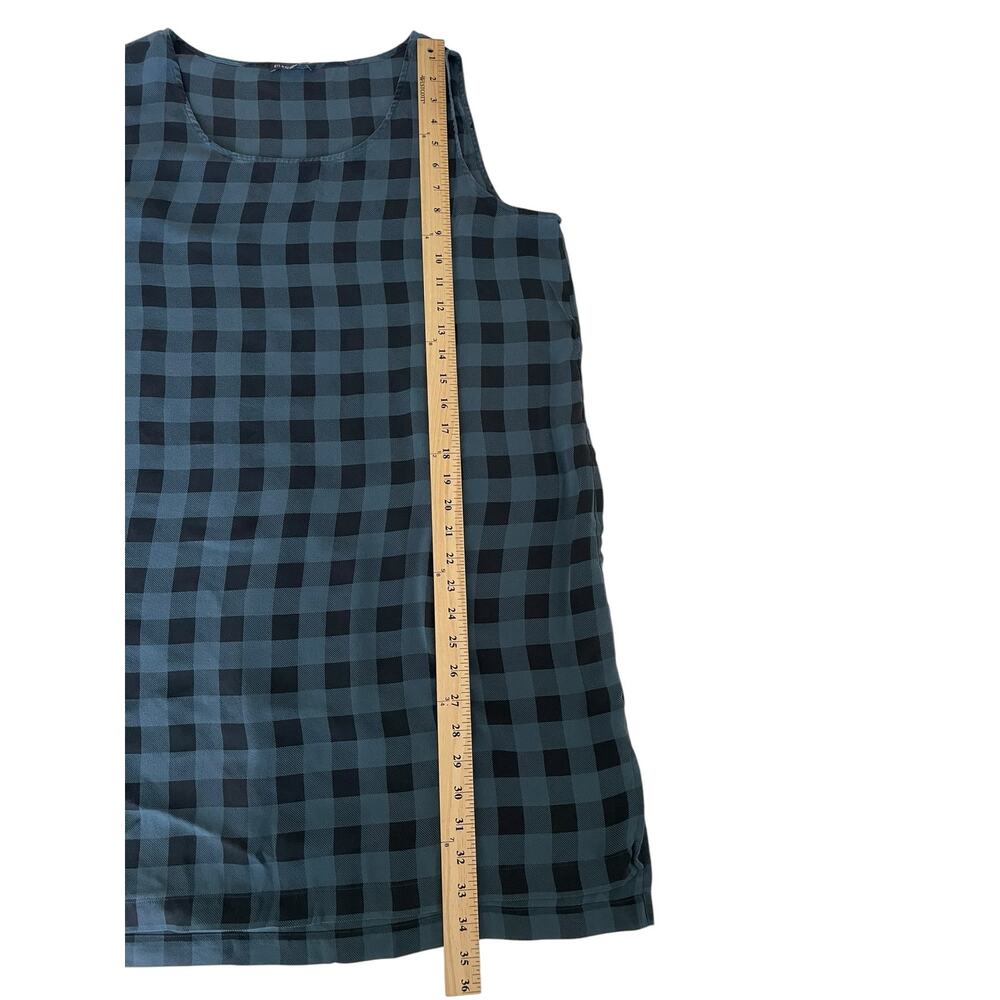 Eileen Fisher Silk Gingham Check Sleeveless Tunic Shell Medium - Picture 4 of 7